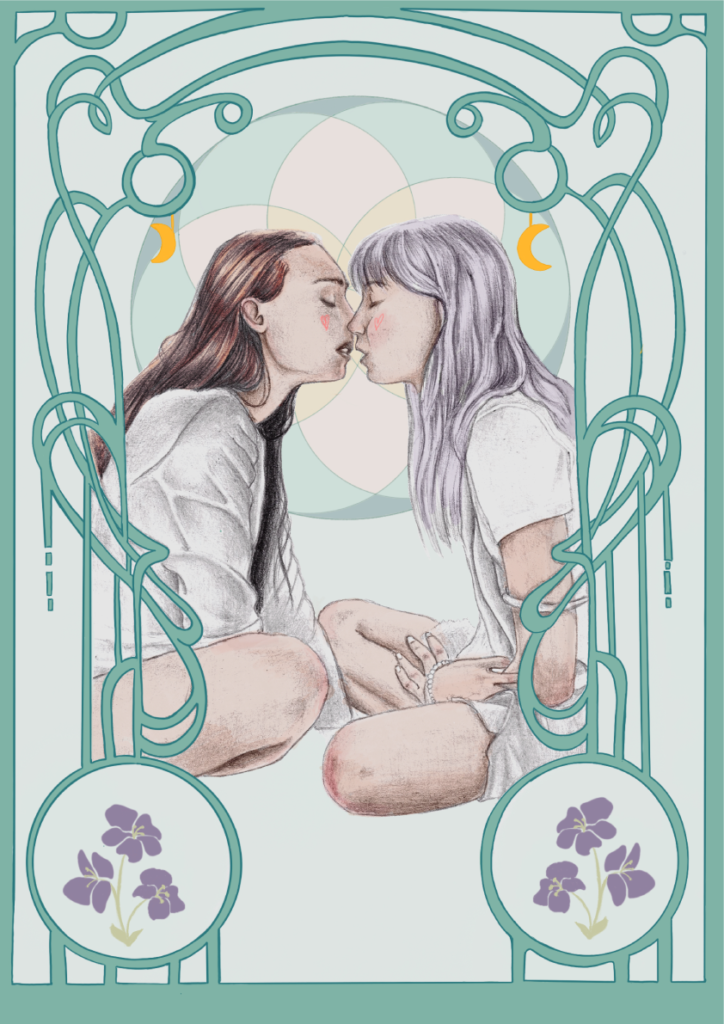 illustration digitale et numérique, couple lesbien